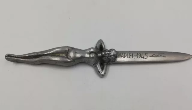 WW2 Superb Aluminium Nude Lady Trench Art Letter Opener/Page Turner Naples 1945