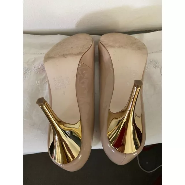 Nude Betts Majesty Peep Toe Gold Heels - Size 8- worn once - as new 3