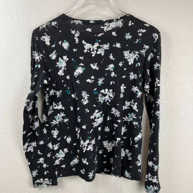 Proenza Schouler Womens Black Long Sleeve Pullover Floral Print Shirt Size M 2