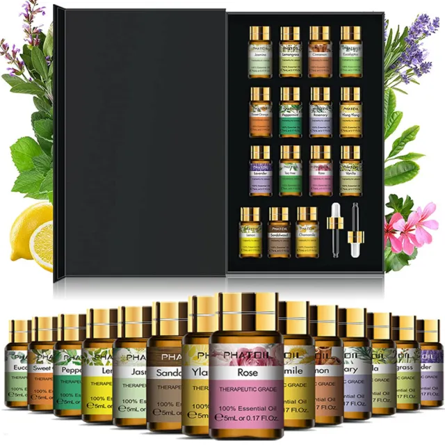 15Pcs Essential Oil Set Aromatherapy Gift Kit 100% Pure Oils for Humidifier 5ml