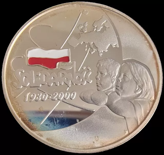 Poland 10 Zlotych 2000, The 20th Anniversary of Solidarity .999 Silver Coin