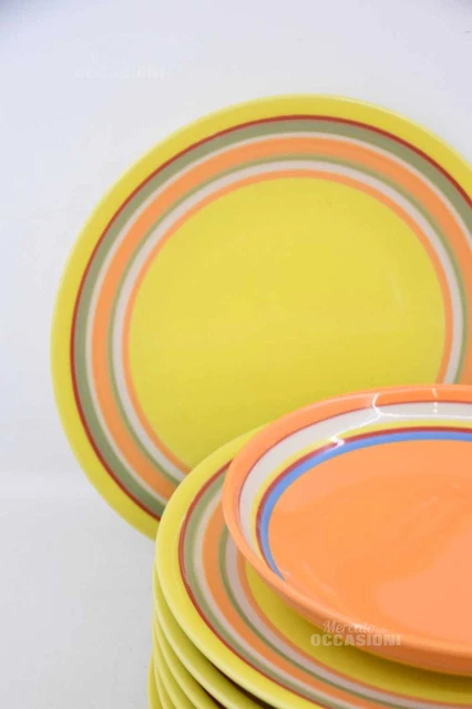 Set Platos Hogar Amarillo Naranja 7 Pisos + 8 Fondos