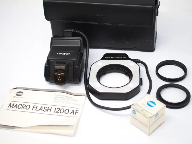 Minolta Macro 1200AF Ring Light Close Up Flash, Near Mint, Cased + Accessories