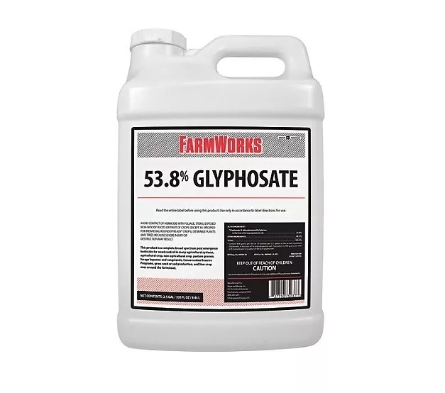 Farm Works  2.5 GALLON 53.8% Glyphosate Grass and Weed Killer, Free Shipping!