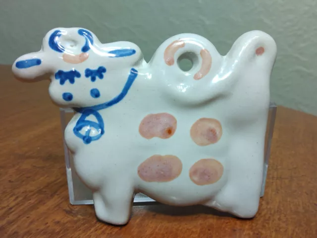 M A Hadley Vintage Pottery Cow Ornament Signed Wall Hanging Farm