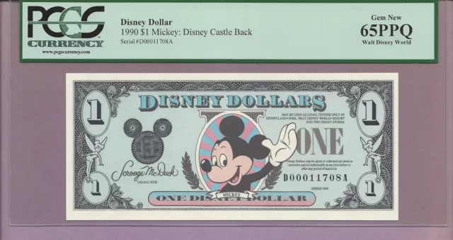 1990 $1 DA Mickey Mouse Disney Dollar PCGS PPQ GEM