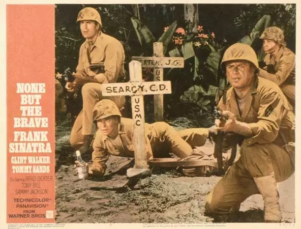 None But The Brave Us Lobby Card Clint Walker Frank Sinatra OLD MOVIE PHOTO