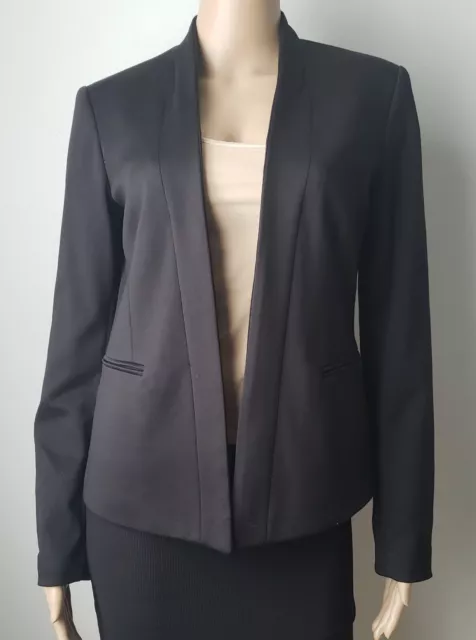 Forever 21 Womens Black Long Sleeve Lined Open Front Blazer Jacket Size S