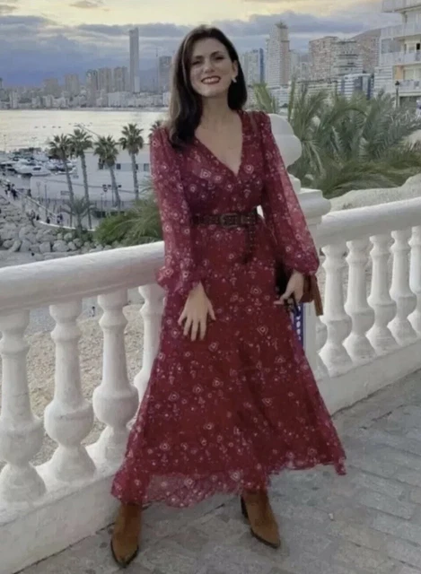 ZARA LONG SLEEVES Burgundy Red Multi Printed Midi Maxi Dress Size S UK 8/10 27.73 - PicClick UK ZARA LONG SLEEVES Burgundy Red Multi Printed Midi Maxi Dress Size S UK 8/10 27.73 - PicClick UK
