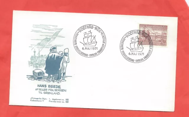 Greenland stamps.  1971 Hans Egede FDC (AB757)