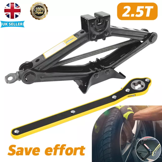 2.5 Ton Tonne Scissor Jack Lift Wind Up for Car Van Garage w/Crank Speed Handle