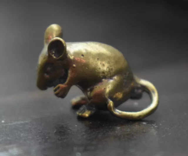 Mini Solid Bronze MOUSE / MICE Talisman Ornament Statue Figurine Talisman Amulet 2