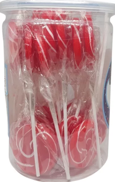 24 x CANDY SHOWCASE SWIRLY POPS RED BULK LOLLIES WEDDING BUFFET FAVOUR PARTY