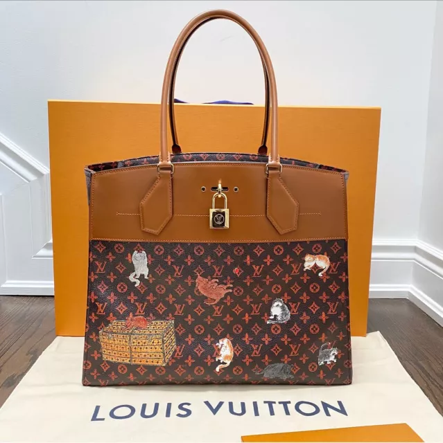 Louis Vuitton x Grace Coddington Neverfull Catogram (Without Pouch) MM  Orange Lining in Canvas with Gold-tone - US