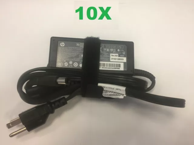 Lot of 10 Genuine HP 65W ProBook Laptop Power AC Adapter Chargers w/ Cables