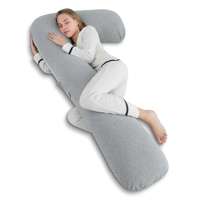 New X-Large 65" x 31" Body Pregnancy Pillow with Jersey Cover L Shaped Full Body