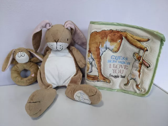 Guess How Much I Love You Rabbit & Snuggle Book & Baby Rattle all lovely & clean