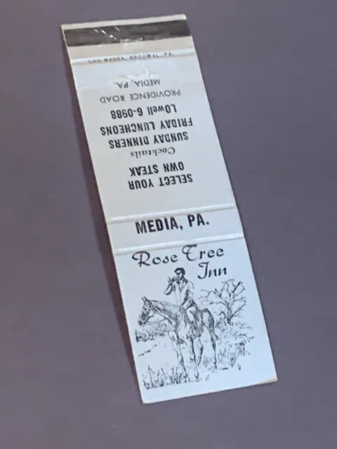 Vintage Pennsylvania  Matchbook: “Rose Tree Inn” Media, PA