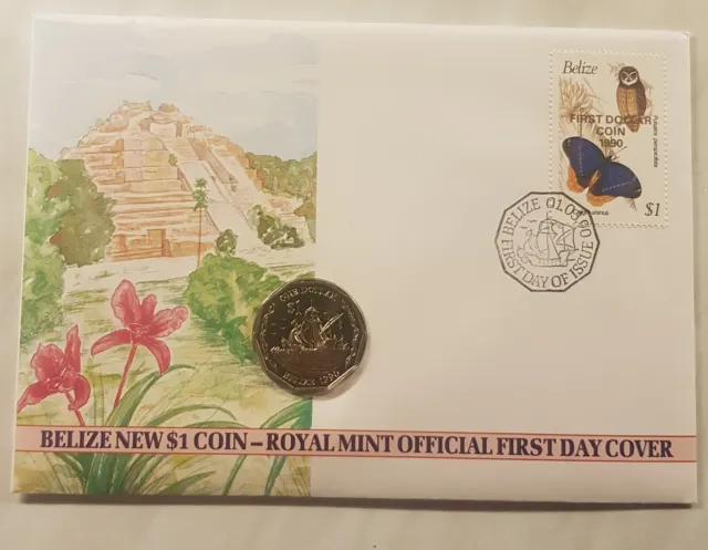 Numisbrief Belize 1 Dollar 1990 Royal Mint  FDC 01.03.1990