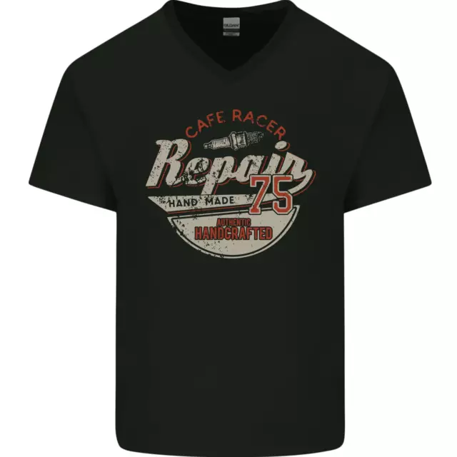 Cafe Racer Biker Motocicletta Uomo Scollo A V Cotone T-Shirt