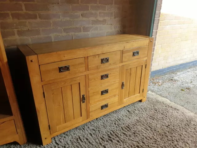 OAK FURNITURE LAND Quercus Solid Oak Large Sideboard 295.00