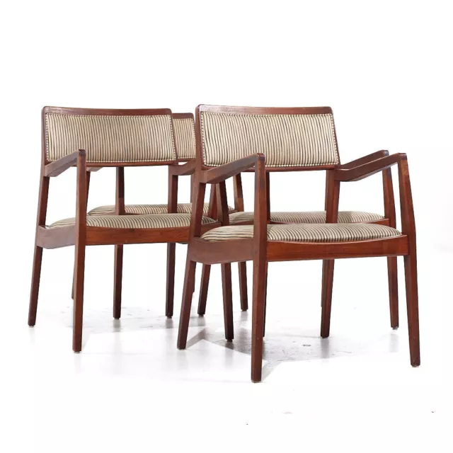 Jens Risom Mid Century Walnut Playboy Dining Chairs - Set of 4