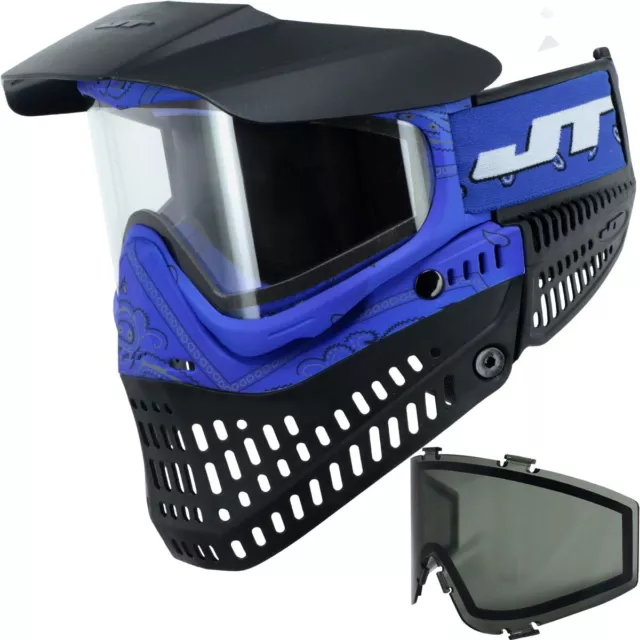 NEW JT Proflex White Blue Black Paintball Mask Goggle Sky Prism Thermal Lens