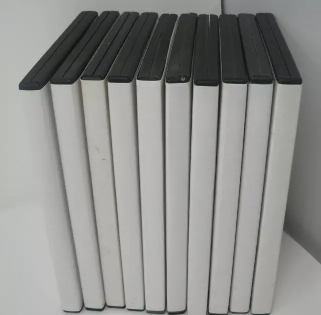 10 Ten Used Empty Black DVD Cases Replacement Boxes Wrap Around White Sleeves