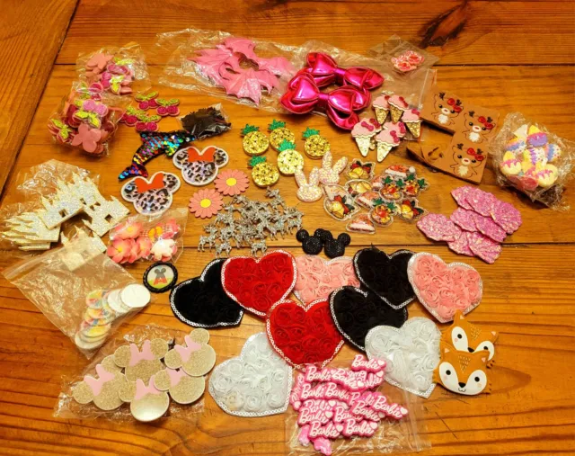 HUGE crafting, Hairbows Making Lot. Flat back Resins, Feltie Appliques, Disney,