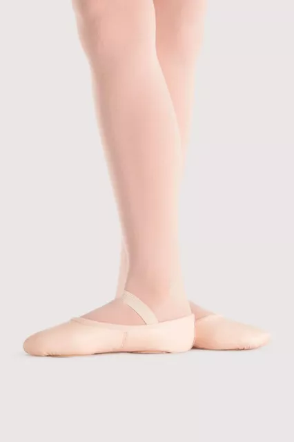 BLOCH Dansoft pink girls ballet shoes flat size 12.5 leather full sole dance