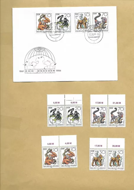 DDR - Ersttagsbrief + 2 Sätze * 1986 *  Mi 3019 - 3022 * FDC * Zoo Dresden