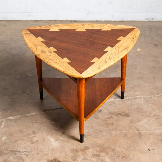 Mid Century Modern Cocktail Table Side End Round Glass Vintage Walnut Lane Mcm