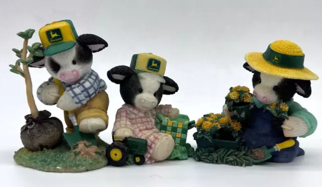 1999 2000 Marys Moo Moos John Deer Cow Figurine Set of 3 Enesco