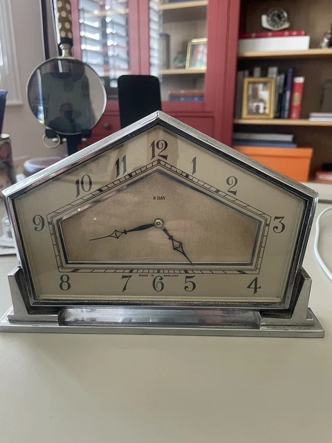 Vintage 1920s Chrome Mantle 8 Day Clock ABEC Movement