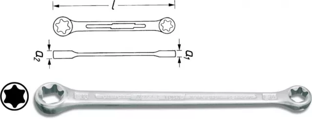 HAZET Llave de Anillo Doble Torx - Tuerca Externa Perfil 609-E14XE18