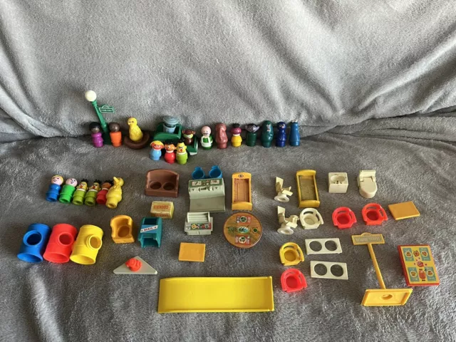 1974 Vintage Sesame Street Fisher-Price Little People Plus Furniture/Accessories