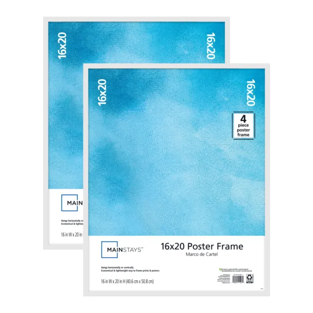 (SHIP FROM USA) 16x20 Basic Poster and Picture Frame White Set of 2
