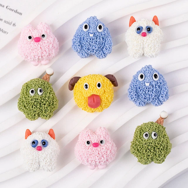 10pcs Kawaii Cartoon Monster Flatback Resin Accessories For Hair Clothing Shoes