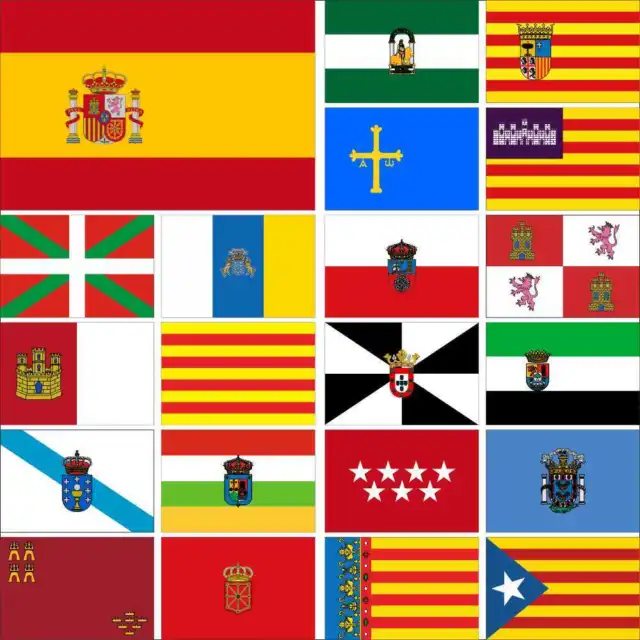 Spain Flag Aragon Asturias Balearic Basque Canary Cantabria Catalonia Ceuta Leon