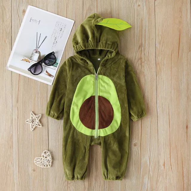 Tuta di flanella bambini bambine avocado con cappuccio inverno tuta autunnale