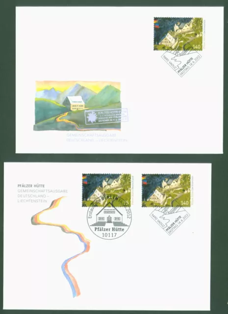 Deutschland 2012 - Parallelausgabe mit Liechtenstein 1628 - Joint Issue - 2 FDC