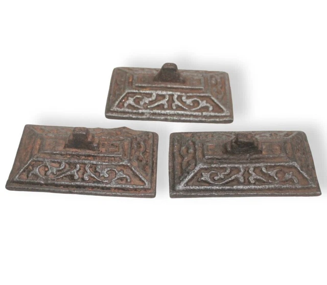 Lot of Three Old Victorian Collectible Rustic Cast Iron desk Paperweight