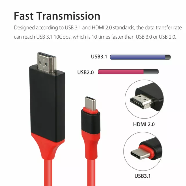 USB 3.1 USB-C auf HDMI Kabel Adapter Typ-C 4K HDTV für PC Macbook Samsung Huawei 3