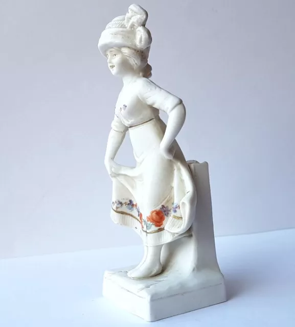 Rare Art Nouveau Porcelain Vase/Figurenvase Woman With Hat Goebel Um 1910 3