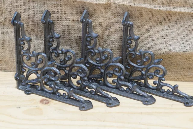 4 Antique Style Shelf Brace Wall Bracket Cast Iron Brackets Corbels Victorian