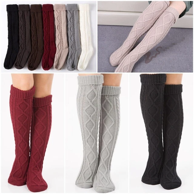 Womens Winter Cable Knit Over Knee Long Boot Thigh-High Warm Socks Leggings Cozy