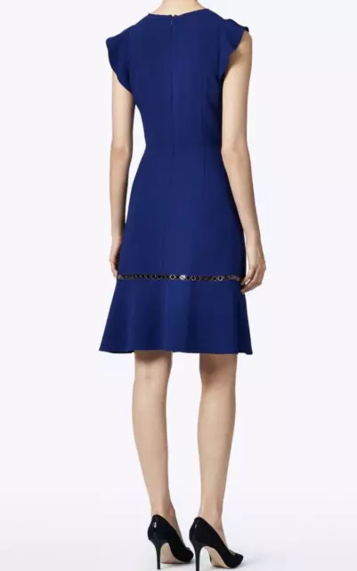 Elie Tahari Rachel Blue Ruffle Flutter Sleeve A Line Sheath Dress Size 2 Flounce 3