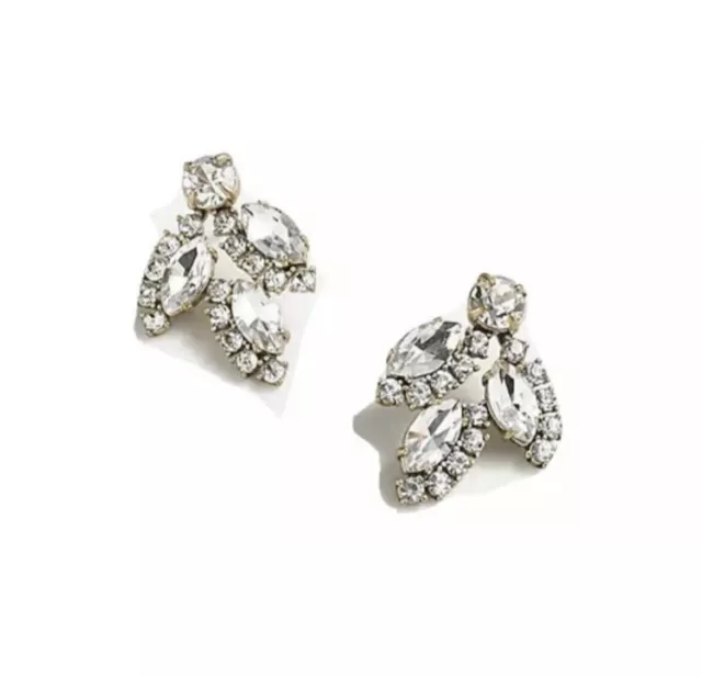 NEW J.Crew Women’s Crystal Leaf Stud Earrings NEW