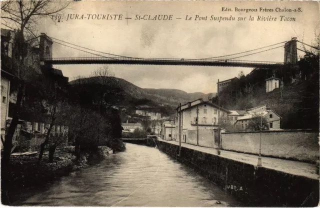 CPA Saint Claude- Pont Suspendu sur la Riviere Tacon FRANCE (1043701)