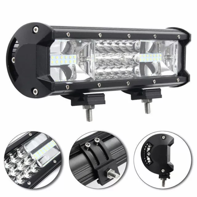 7D Tri-Row 12Inch 324W LED Work Light Bar Combo Flood Spot Truck SUV 4WD OFFROAD